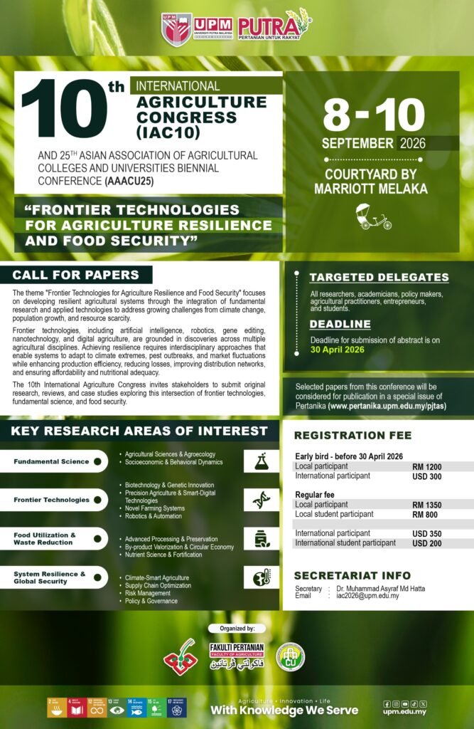 Announcing the 10ᵗʰ International Agriculture Congress (IAC10) and 25ᵗʰ Asian Association of Agricultural Colleges and Universities Biennial Conference (AAACU25)