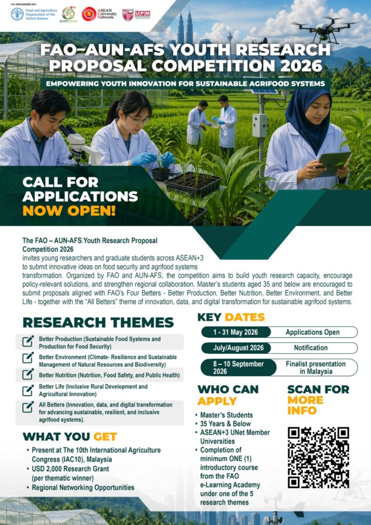 Call for Applications: FAO-AUN-AFS Youth Research Proposal Competition 2026